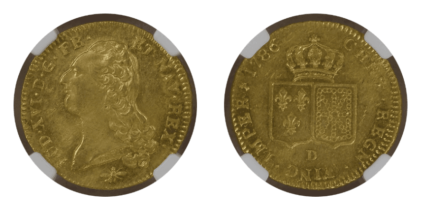 【MS62】1786年 フランス ルイ16世 2ルイドール 金貨