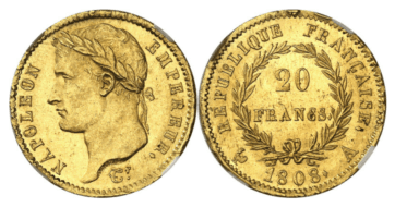 【MS64】1808年A フランス 第一帝政 ナポレオン1世 有冠 20フラン金貨