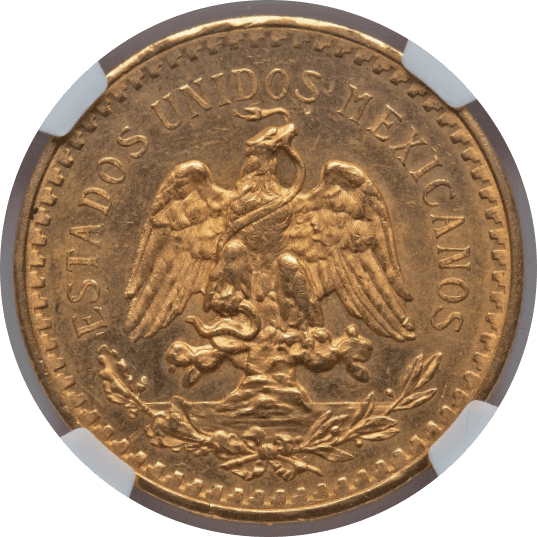 【MS64】1943年 メキシコ 勝利の女神 50ペソ金貨(裏)
