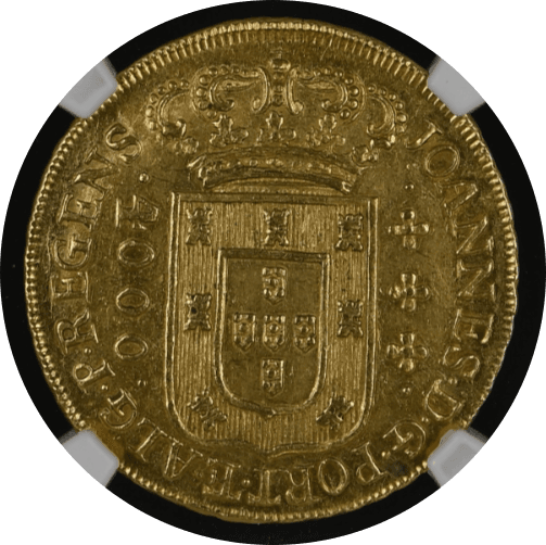 【MS61】1810年 ポルトガル領ブラジル マリア1世 4000レイス 金貨(表)