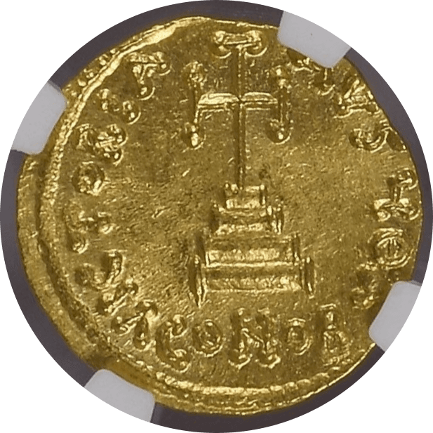 【Ch MS 4/5 5/5】695年〜698年 ビザンツ帝国(東ローマ帝国)レオンティオス帝 ソリダス金貨(裏)