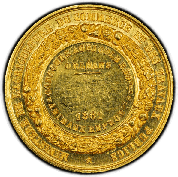 【MS61】1861年 フランス 第二帝政 ナポレオン3世 オルレアン 農業コンクール ヴァージン・ステート 金メダル(裏)