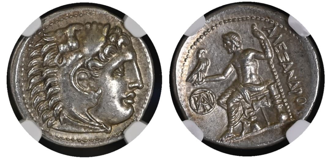 【ChAU★ 5/5 4/5】紀元前3世紀初頭 古代ギリシア イオニア国 ミレトス アレキサンダー大王 ドラクマ銀貨