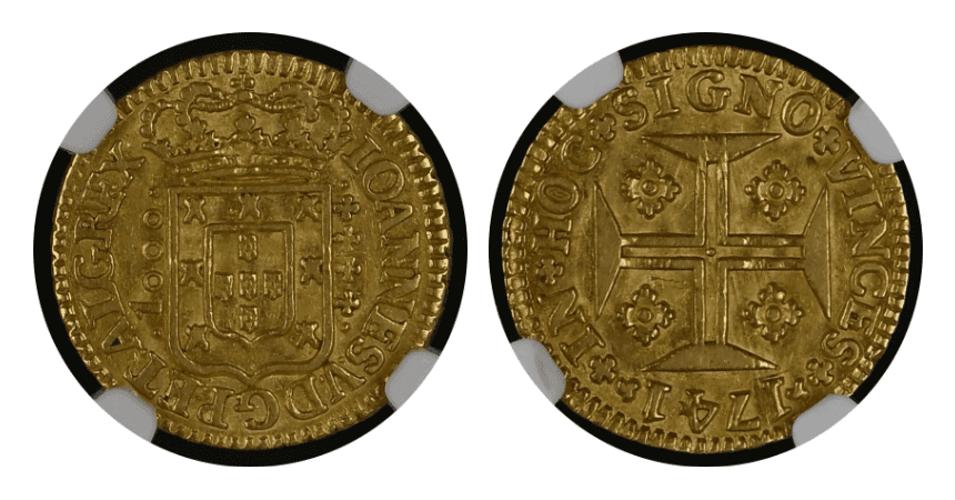 【MS63】1741年 ポルトガル ジョアン5世 1000レイス 金貨