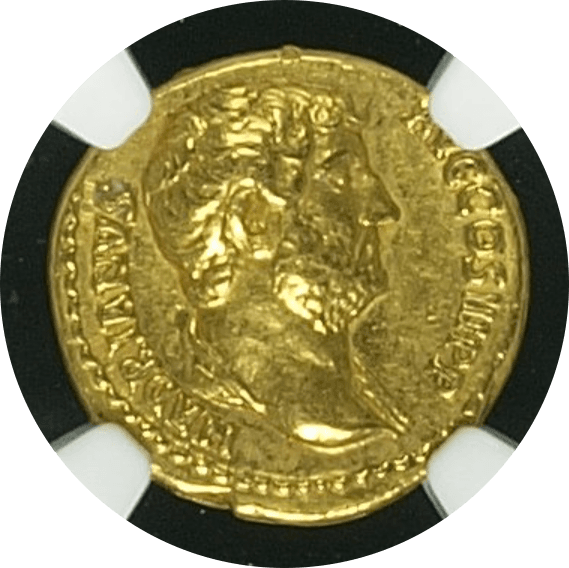 【Ch AU 5/5 4/5 Fine Style】117年〜138年 古代ローマ帝国 ハドリアヌス帝 アウレウス金貨(表)