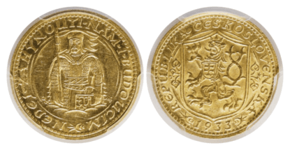 【MS63】1933年 チェコスロバキア 1ダカット金貨(表)