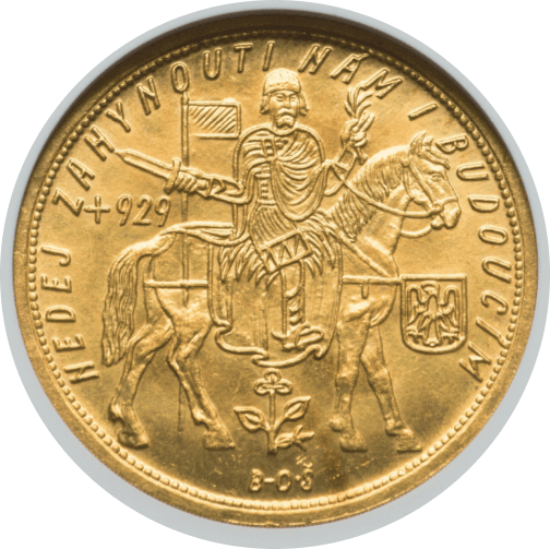 【MS65】1931年 チェコスロバキア 10ダカット金貨(表)