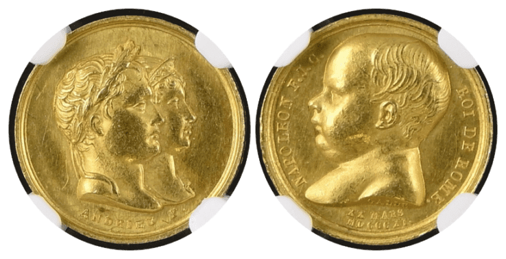 【MS62】1811年 フランス 第一帝政 ナポレオン2世(ローマ王)誕生記念 金メダル