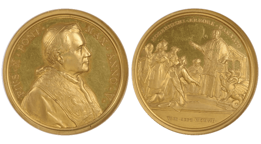 【MS62〜MS61】1903年〜1908年 イタリア バチカン ローマ教皇ピウス10世 記念金メダルセット