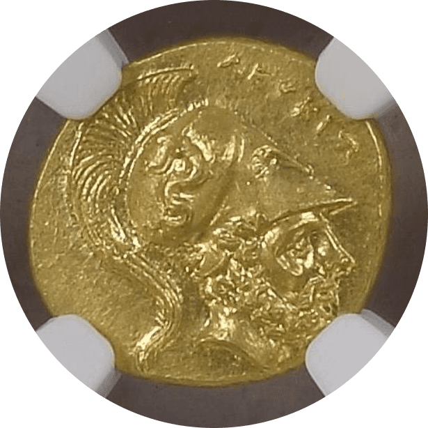 【Ch MS 5/5 4/5 Fine Style】紀元前290年〜280年 古代ギリシャ ルカニア メタポントゥム 1/3スターテル金貨(表)