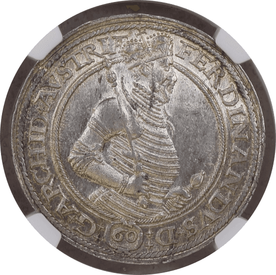 【MS65+★】1575年 神聖ローマ帝国 オーストリア フェルディナンド1世 ターラー銀貨(表)