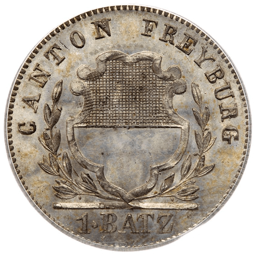 【MS64】1830年 スイス フリブール 1バッツェン ビロン貨(表)