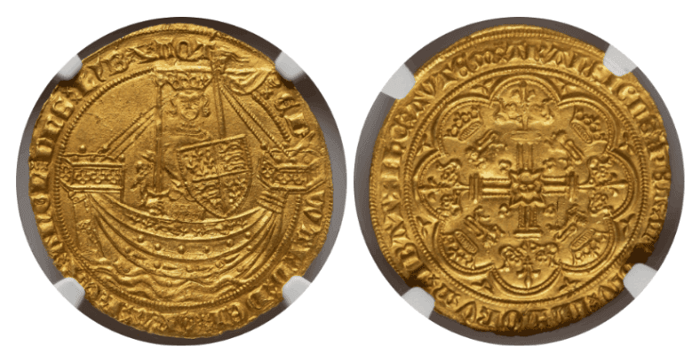 【MS62】1361年〜1369年 イギリス エドワード3世 ノーブル金貨