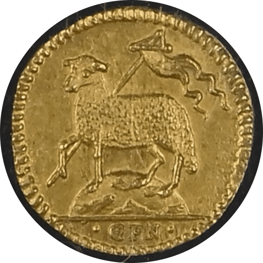 【MS65】1700年 神聖ローマ帝国 ドイツ ニュルンベルク ラムダカット 1/8ダカット金貨(表)