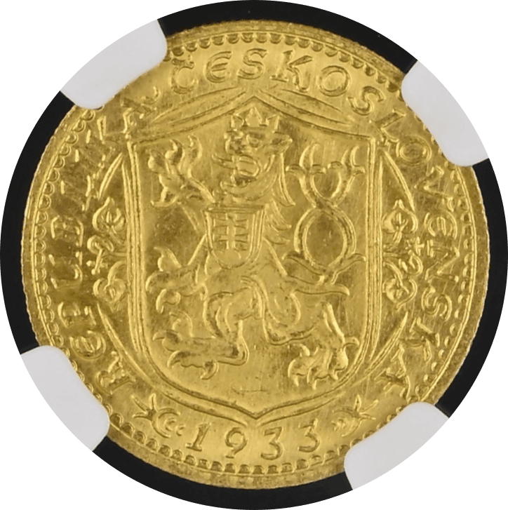 【MS66】1933年 チェコスロバキア 1ダカット金貨(裏)