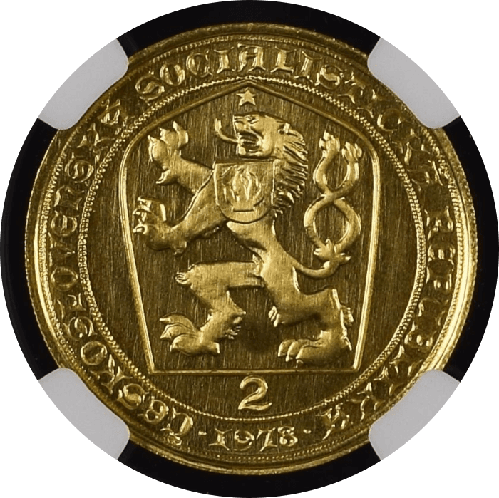 【MS67】1978年 チェコスロバキア カール4世 没後600年記念 2ダカット金貨(裏)