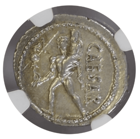 【AU 5/5 4/5】紀元前44年頃 古代ローマ帝国 ユリウス・カエサル デナリウス銀貨(裏)