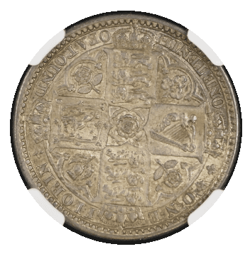 【MS62】1849年 イギリス ヴィクトリア女王 ゴッドレス・フローリン銀貨(裏)
