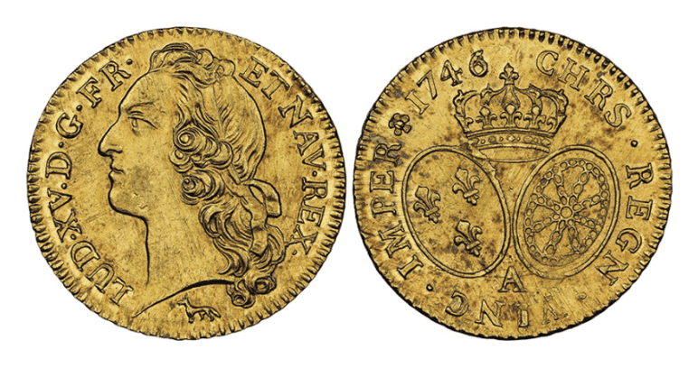 【MS63】1746/4/3年 フランス ルイ15世 ルイドール 金貨