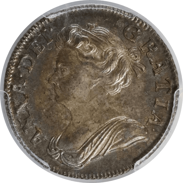 【MS64】1708年 イギリス アン女王 1シリング銀貨(表)