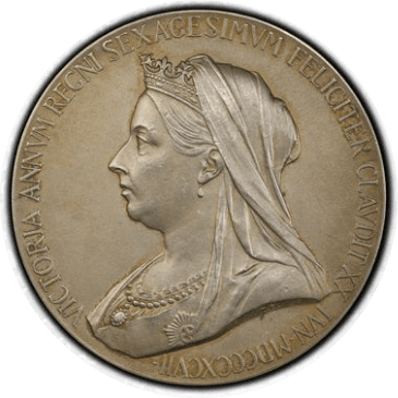 【SP62】1897年 ヴィクトリア女王 即位60周年記念 マット 大型銀メダル(表)