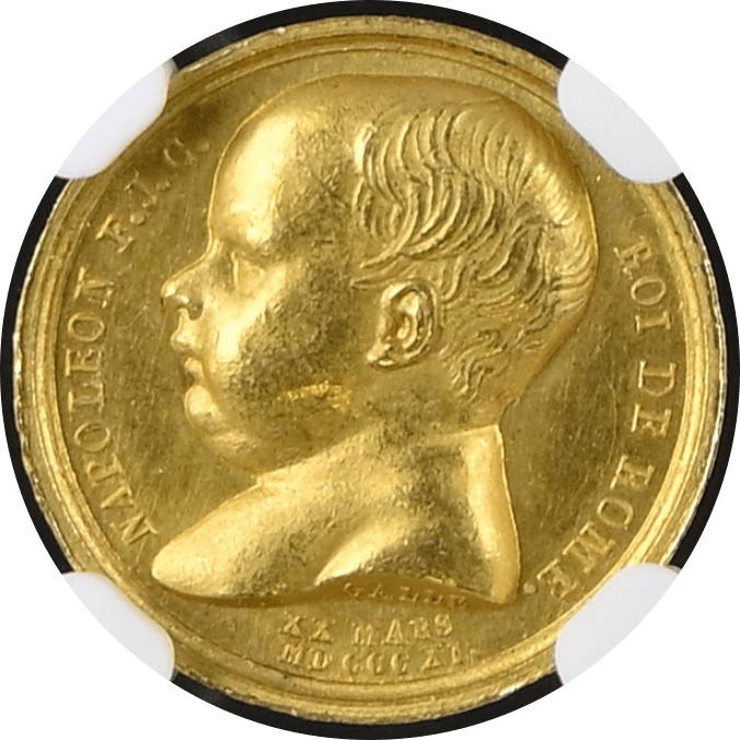 【MS62】1811年 フランス 第一帝政 ナポレオン2世(ローマ王)誕生記念 金メダル(裏)