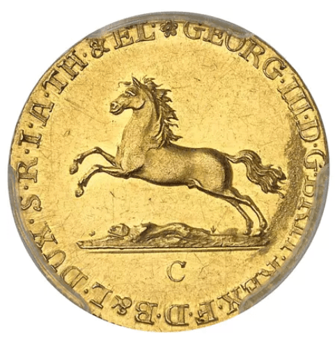 【MS61】1803年 神聖ローマ帝国 ドイツ ハノーファー選帝侯領 ゲオルグ3世 ピストル金貨(表)