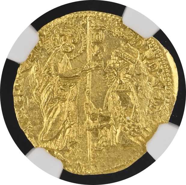 【MS64】1346?1364年 イタリア アカイア公国 ゼッキーノ金貨(表)