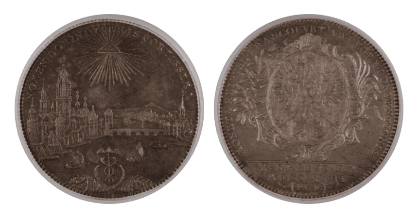 【AU58】1772年 神聖ローマ帝国 ドイツ フランクフルト 都市景観 ターラー銀貨