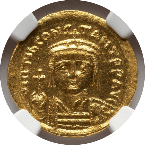 【MS 5/5 4/5】578年〜582年 ビザンツ帝国(東ローマ帝国)ティベリウス2世 ソリダス金貨(表)