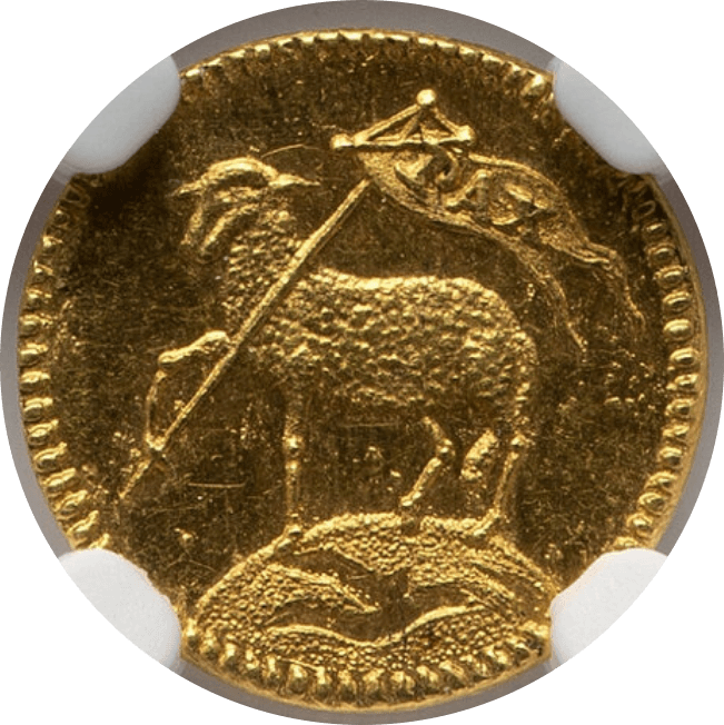【MS66】1700年 神聖ローマ帝国 ドイツ ニュルンベルク ラムダカット 1/4ダカット金貨(表)