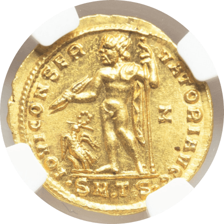【MS★5/5 5/5】310年〜313年 古代ローマ帝国 マクシミヌス2世 アウレウス金貨(裏)