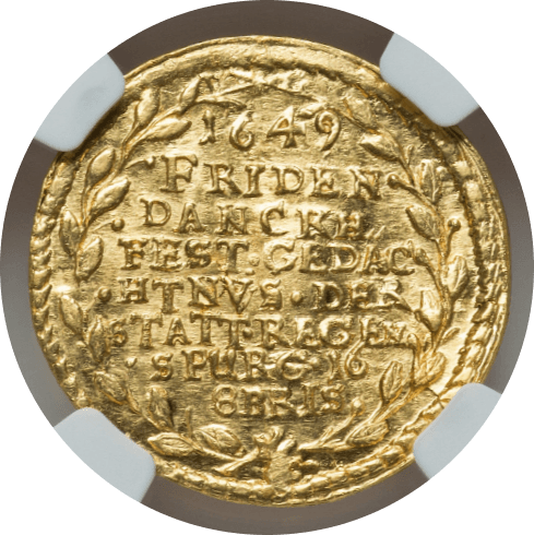 【MS64★】1649年 ドイツ 神聖ローマ帝国 レーゲンスブルク ノアの箱舟 1ダカット金貨(裏)