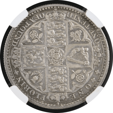 【MS62】1849年 イギリス ヴィクトリア女王 ゴッドレス フローリン 2シリング銀貨(裏)