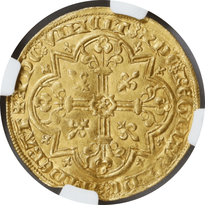 【MS61】1350年〜1364年 フランス ジャン2世 金の羊 ムートンドール金貨(裏)