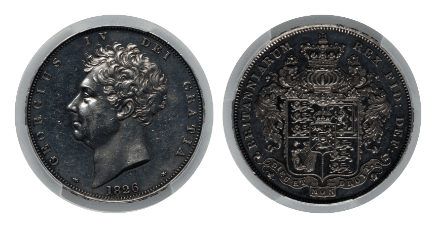 【PR58】1826年 イギリス ジョージ4世 クラウン 銀貨