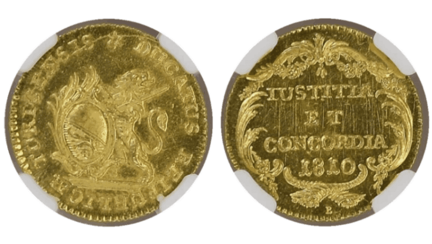 【MS67 PL】1810年 スイス チューリッヒ ダカット金貨