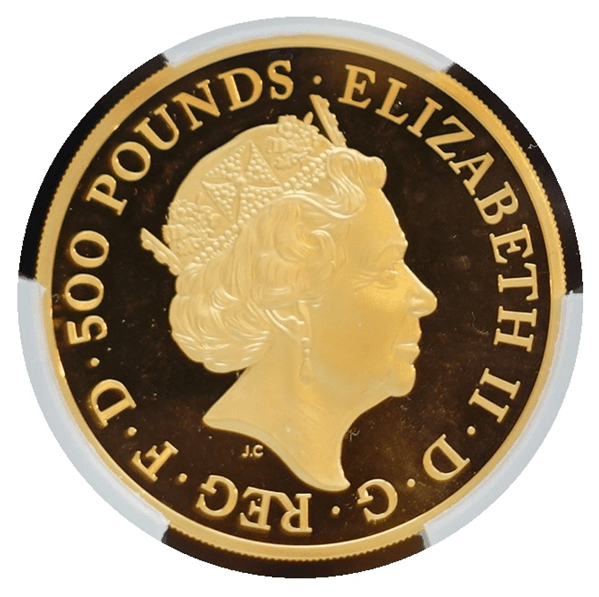 【PR68 DEEP CAMEO】2016年500ポンド ブリタニア 5oz プルーフ金貨(裏)