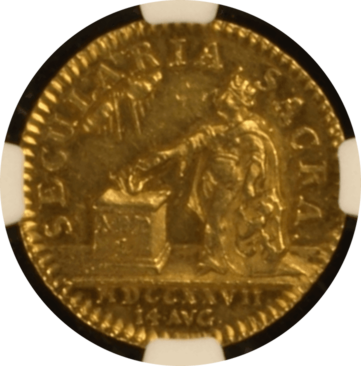【AU55】1727年 神聖ローマ帝国 ドイツ ヘッセン・カッセル カール1世 4ダカット金貨(裏)