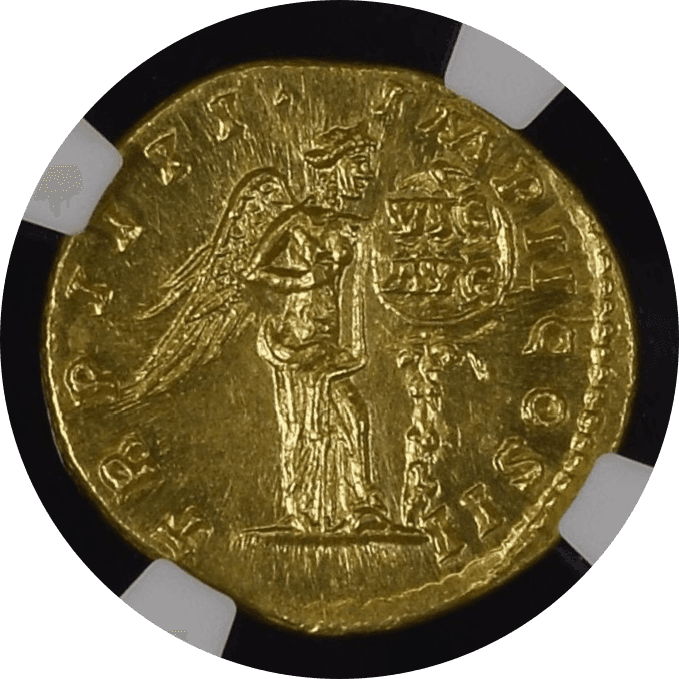 【Ch MS 5/5 5/5 Fine Style】161年〜169年 古代ローマ帝国 ルキウス・ウェルス帝 アウレウス金貨(裏)